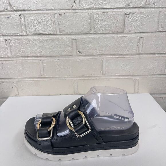 J/Slides Baha Platform Women's Black Slide Sandals - Picture 3 of 5